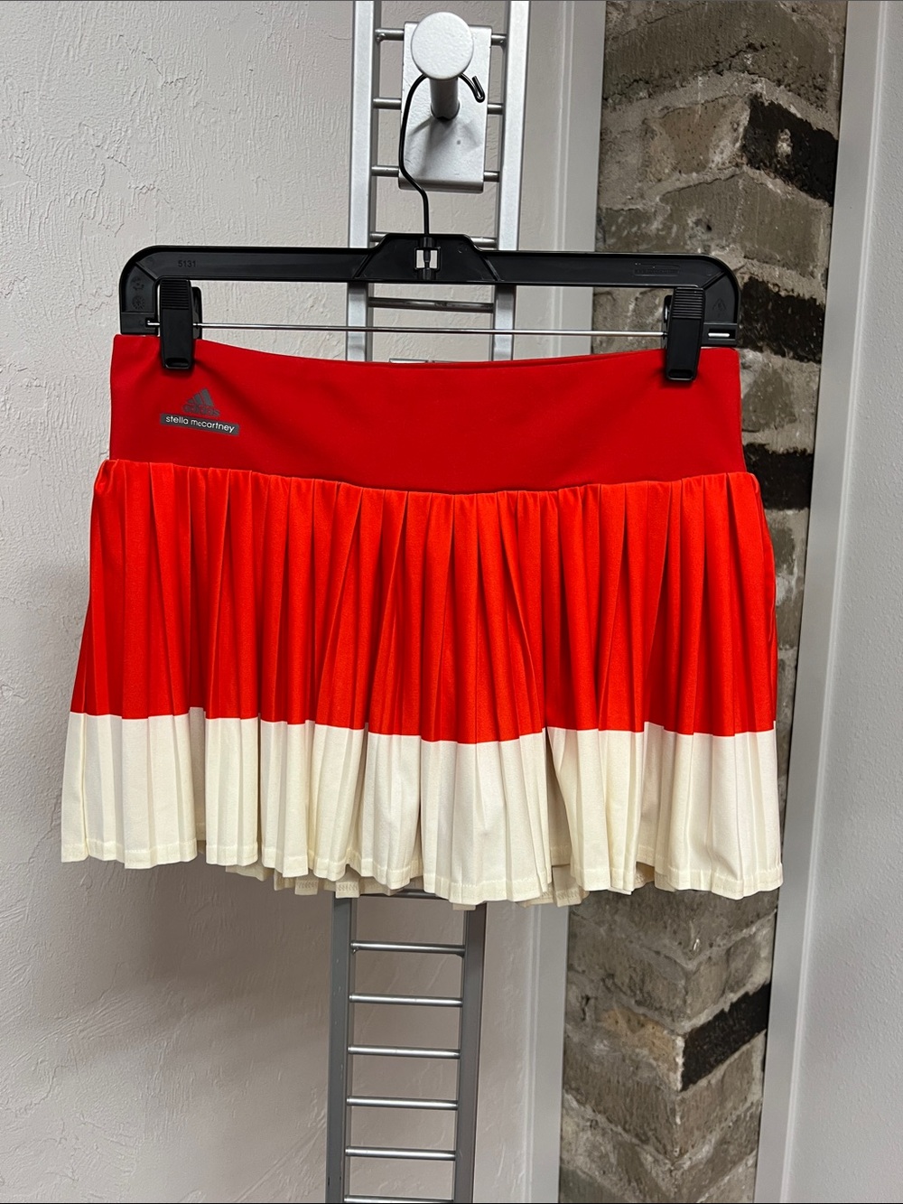 Adidas by Stella McCartney Pleated Red and Cream Tennis Skort/Skirt